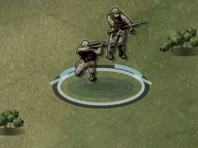 Two Rangers in a forest clearing.